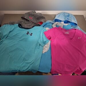 Under Armour Girls' Blue and Pink Shirt Lot, Size Youth Xl